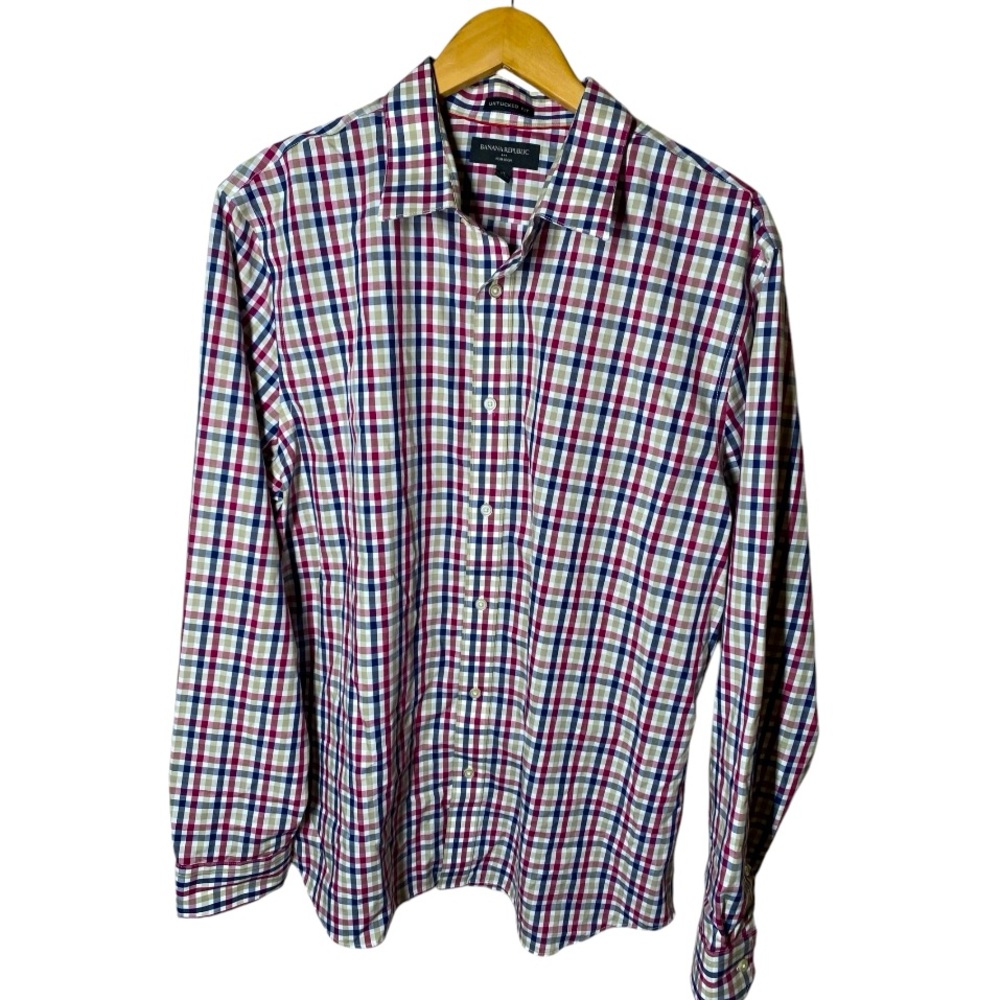 {EUC} Men's BANANA REPUBLIC Checkered Button Down Shirt XL